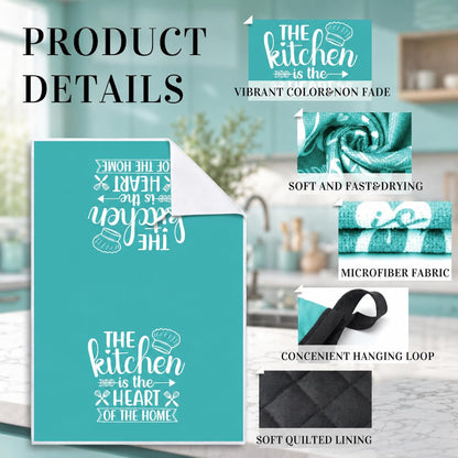 6 Pcs Kitchen Decor Accessories Set Farmhouse Towels Pot Holders Oven Mitts Set 2 Dish Towels 2 Potholders 2 Cooking Mittens Oven Glove for Christmas Baking Cooking Supply(Yellow,Kitchen)
