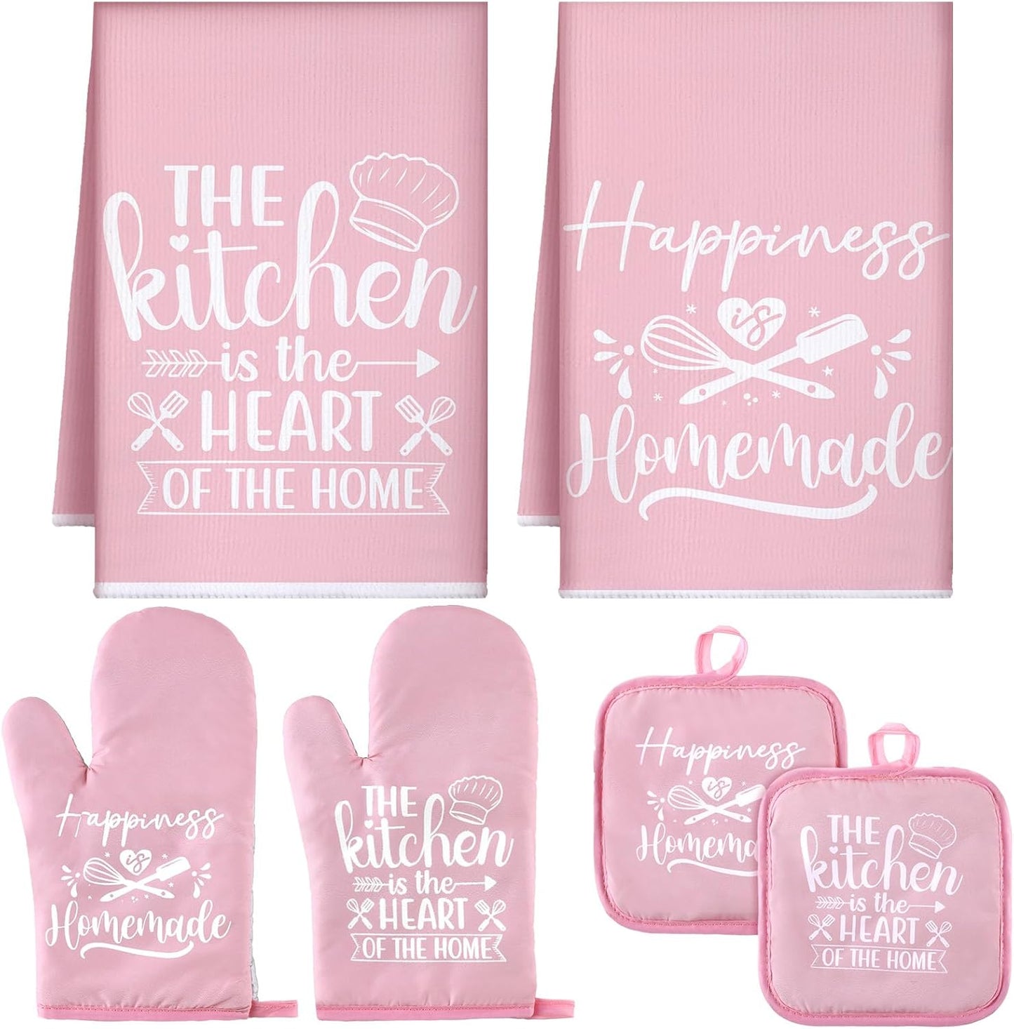 6 Pcs Kitchen Decor Accessories Set Farmhouse Towels Pot Holders Oven Mitts Set 2 Dish Towels 2 Potholders 2 Cooking Mittens Oven Glove for Christmas Baking Cooking Supply(Yellow,Kitchen)