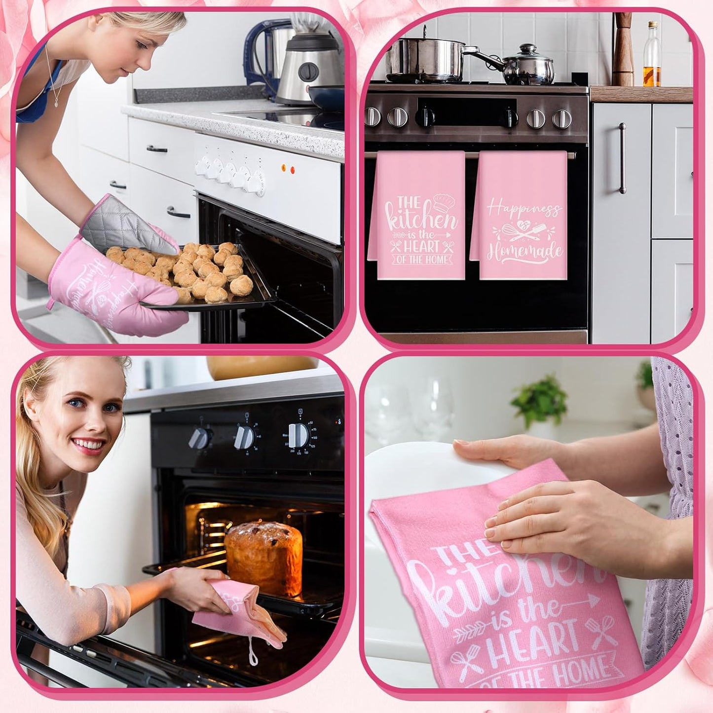 6 Pcs Kitchen Decor Accessories Set Farmhouse Towels Pot Holders Oven Mitts Set 2 Dish Towels 2 Potholders 2 Cooking Mittens Oven Glove for Christmas Baking Cooking Supply(Yellow,Kitchen)