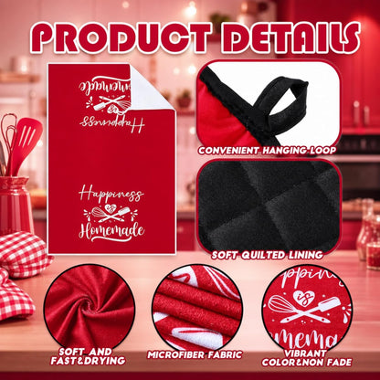 6 Pcs Kitchen Decor Accessories Set Farmhouse Towels Pot Holders Oven Mitts Set 2 Dish Towels 2 Potholders 2 Cooking Mittens Oven Glove for Christmas Baking Cooking Supply(Yellow,Kitchen)