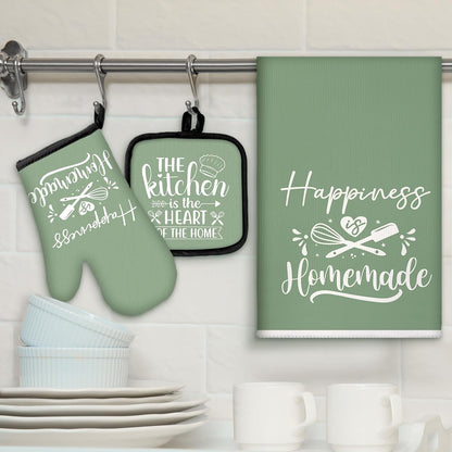6 Pcs Kitchen Decor Accessories Set Farmhouse Towels Pot Holders Oven Mitts Set 2 Dish Towels 2 Potholders 2 Cooking Mittens Oven Glove for Christmas Baking Cooking Supply(Yellow,Kitchen)