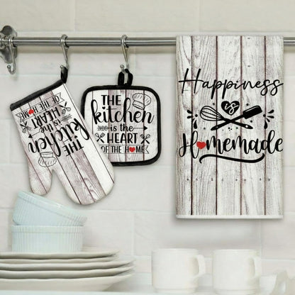 6 Pcs Kitchen Decor Accessories Set Farmhouse Towels Pot Holders Oven Mitts Set 2 Dish Towels 2 Potholders 2 Cooking Mittens Oven Glove for Christmas Baking Cooking Supply(Yellow,Kitchen)