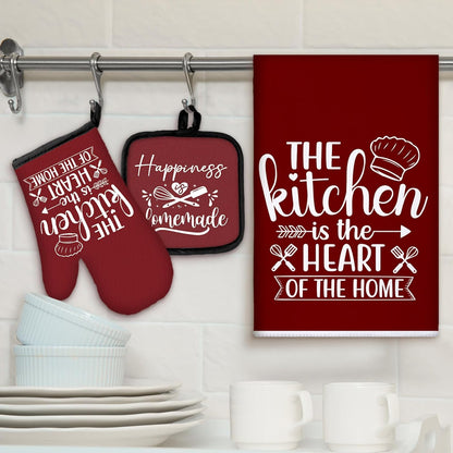 6 Pcs Kitchen Decor Accessories Set Farmhouse Towels Pot Holders Oven Mitts Set 2 Dish Towels 2 Potholders 2 Cooking Mittens Oven Glove for Christmas Baking Cooking Supply(Yellow,Kitchen)