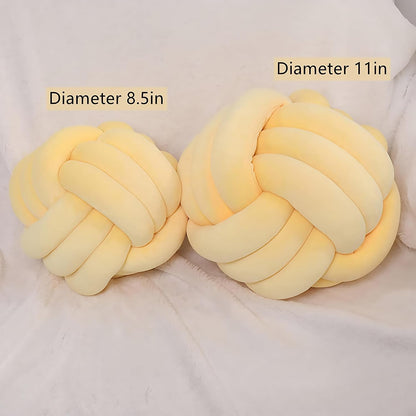 Knot Pillow Ball Round Cushion Pillows (Yellow,8.5in) | Children Room Decoration Plush Toys Calming Stress Relief Toy, Soft Plush, Cozy Decor for Bedroom, Sofa, Kids Playroom