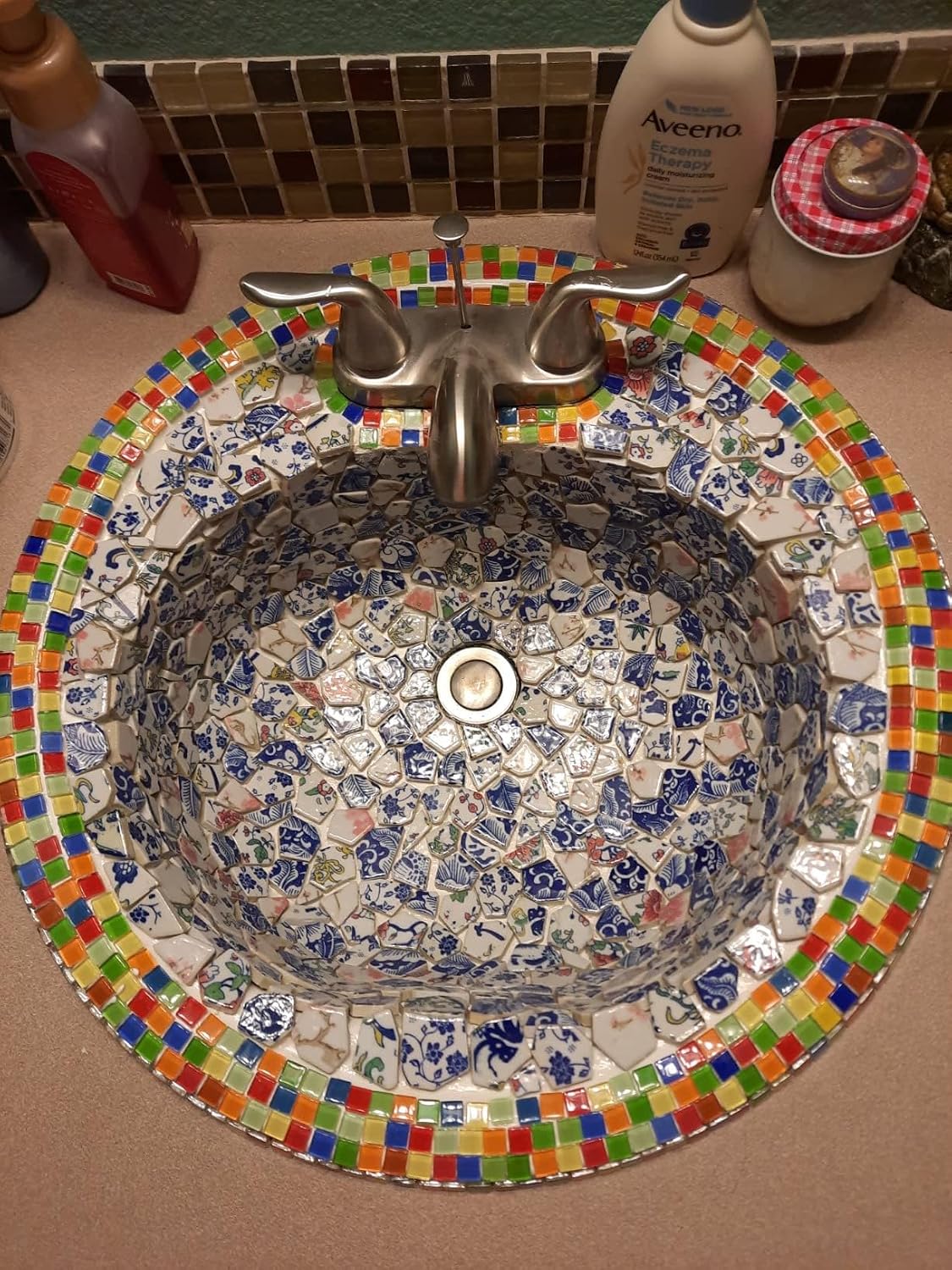 1.1 LB Porcelain Ceramic Mosaic Tiles,Broken Irregular Mosaic Tiles for DIY Craft Floor,Kitchen,Pool, Flower Pots Mosaic Making Supplies (Mix Color)