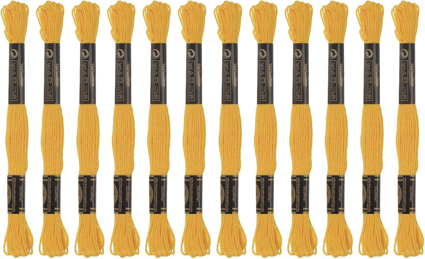 12 Skeins Embroidery Floss 8m Each Egyptian Long Fiber Cotton Cross Stitch Thread 26S/2x6 for Embroidery Projects Bracelet, Dark Yellow