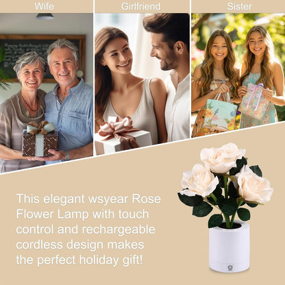Forever Yellow Rose Flower Lamp Touch Lamp Mothers Day Christmas Valentines Day Birthday Gifts for Women Her Wife Girlfriend Daughter, Decor for Bedroom