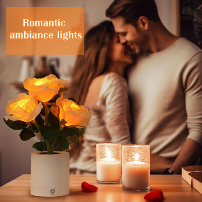 Forever Yellow Rose Flower Lamp Touch Lamp Mothers Day Christmas Valentines Day Birthday Gifts for Women Her Wife Girlfriend Daughter, Decor for Bedroom
