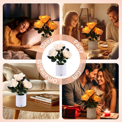 Forever Yellow Rose Flower Lamp Touch Lamp Mothers Day Christmas Valentines Day Birthday Gifts for Women Her Wife Girlfriend Daughter, Decor for Bedroom