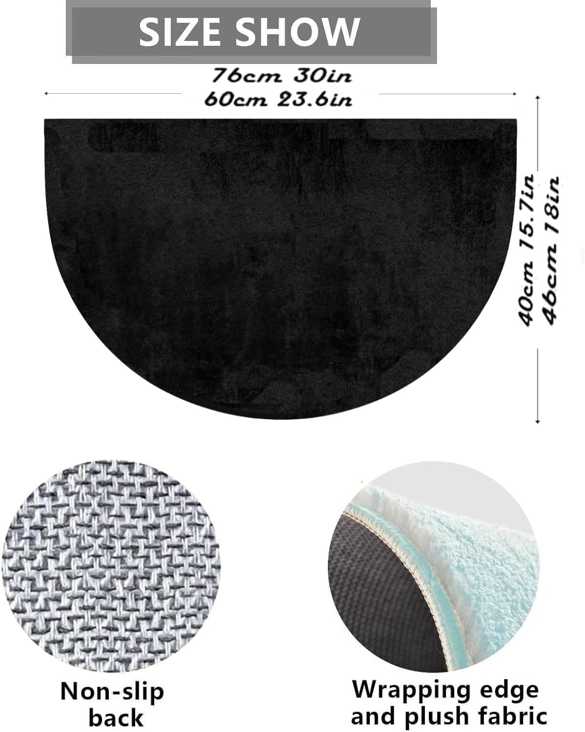 Summer Half Round Door Mat Indoor Entrance,Buffalo Plaid Tropical Lemon Door Mat Non Slip Welcome Outdoor Mats,Wear Resistant Semi Circle Floor Area Rug for Home Entry,Bathroom,Kitchen,Porch,Patio