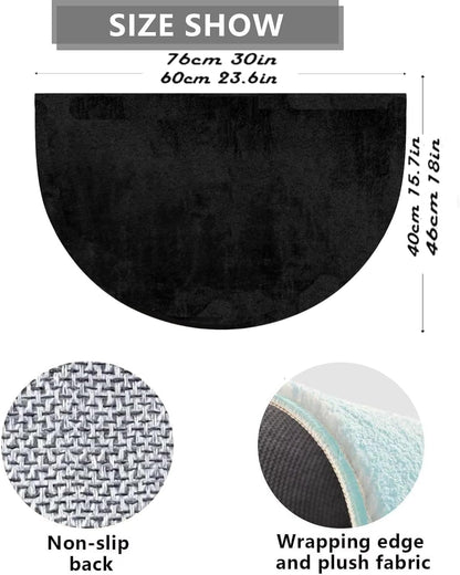 Summer Half Round Door Mat Indoor Entrance,Buffalo Plaid Tropical Lemon Door Mat Non Slip Welcome Outdoor Mats,Wear Resistant Semi Circle Floor Area Rug for Home Entry,Bathroom,Kitchen,Porch,Patio