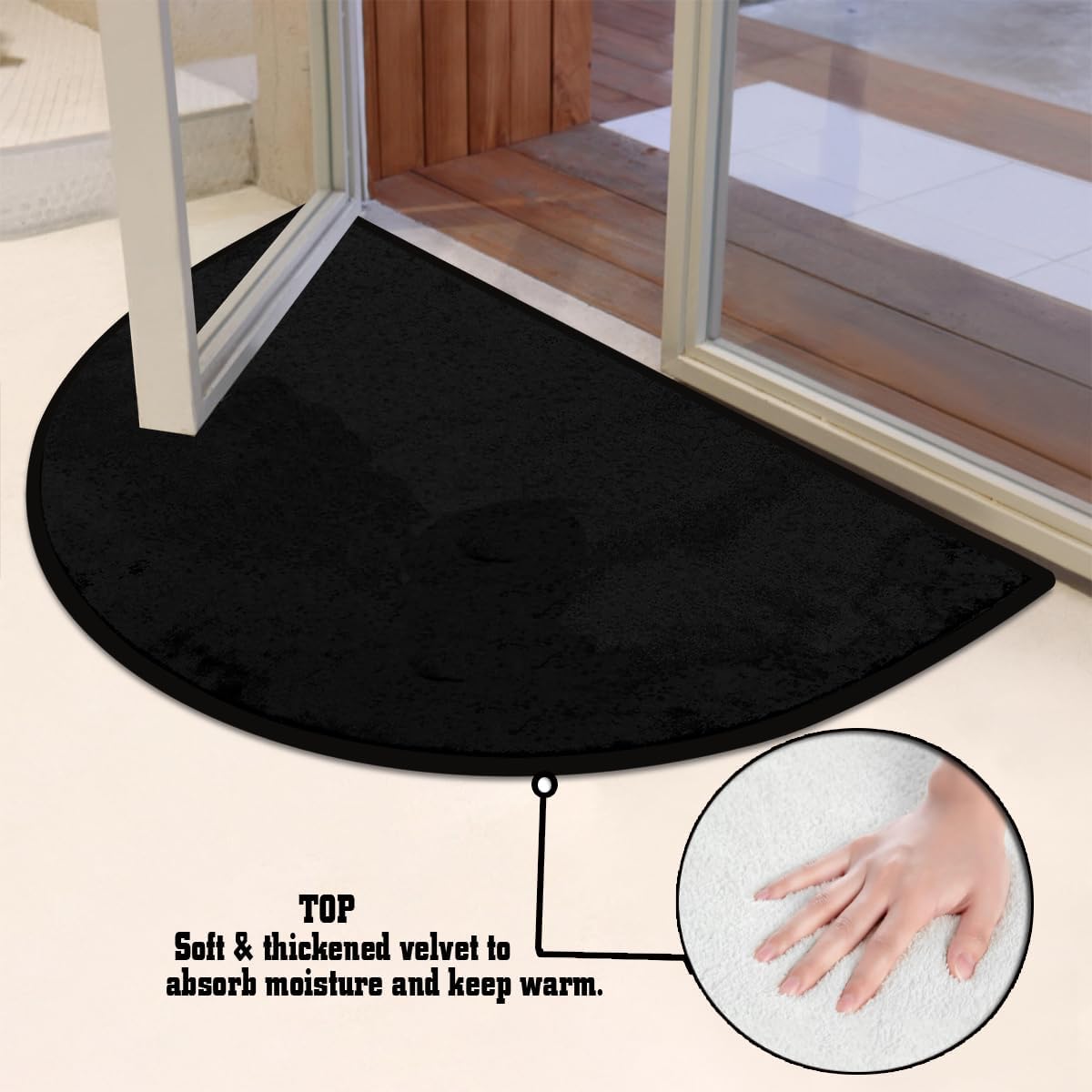 Summer Half Round Door Mat Indoor Entrance,Buffalo Plaid Tropical Lemon Door Mat Non Slip Welcome Outdoor Mats,Wear Resistant Semi Circle Floor Area Rug for Home Entry,Bathroom,Kitchen,Porch,Patio