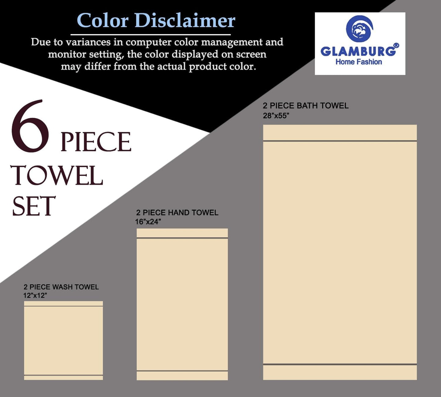 100% Cotton Ultra Soft 6 Pack Towel Set, Contains 2 Bath Towels 28x55 Inches, 2 Hand Towels 16x24 Inches & 2 Wash Coths 12x12 Inches, Compact Absorbent Lightweight & Quickdry - Lime Yellow