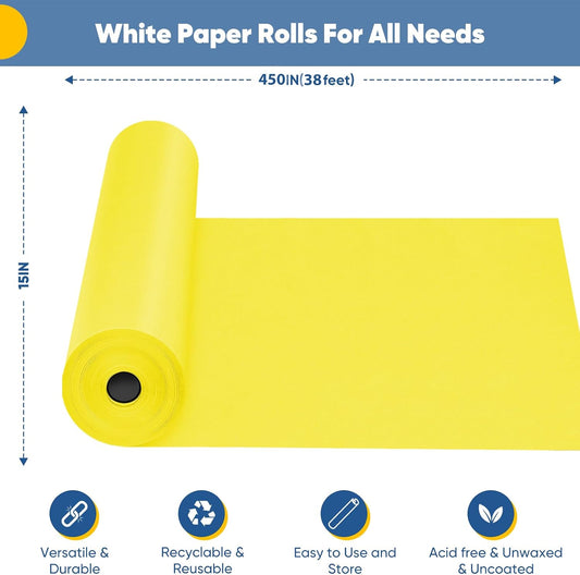 Yellow Wrapping Paper Craft Kraft Paper Roll 15"x450",Bulletin Board Paper | Arts & Crafts, Gift Wrapping Bouquet Flower Packing Painting Drawing Paint Easel Poster Chart Decorative Paper, Art Supplies