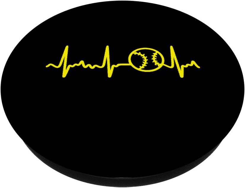 Yellow Heartbeat Softball PopSockets PopGrip: Swappable Grip for Phones & Tablets
