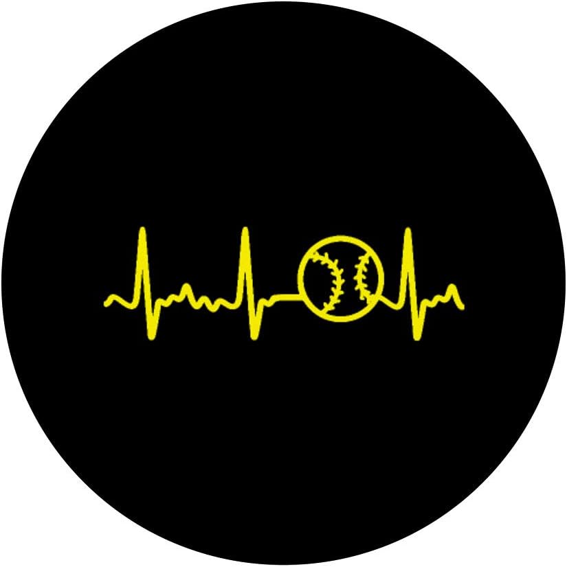 Yellow Heartbeat Softball PopSockets PopGrip: Swappable Grip for Phones & Tablets
