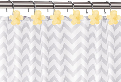 Cute Flower Shower Curtain Hooks, Glow in The Dark, Pretty Floral Themed Elegant Bathroom Decor, Yellow