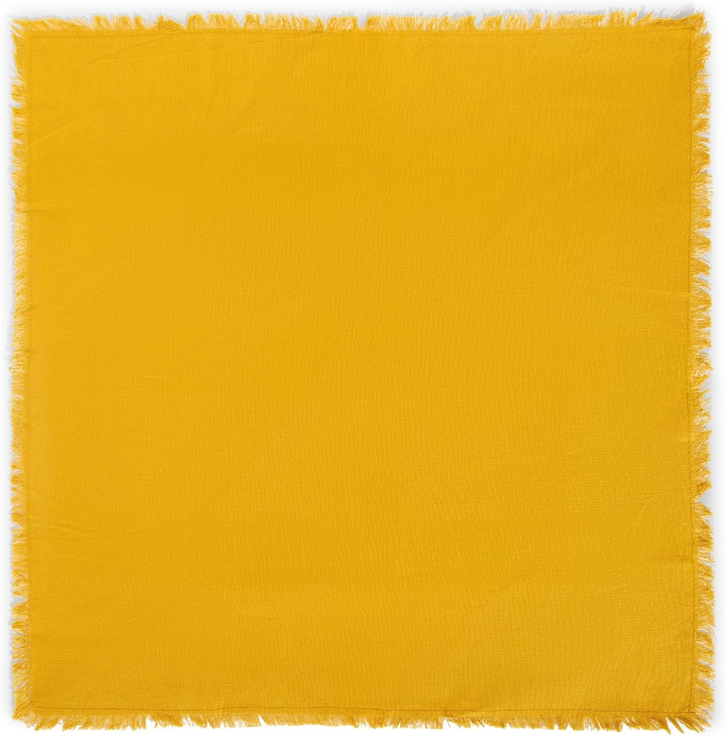 Cotton Napkins Set of 12, Beautiful Handmade Fringe Dinner Cloth Napkins, Washable and Reusable for Dining, Parties, Weddings, Holiday & Everyday Use - 18x18 Inch Mustard