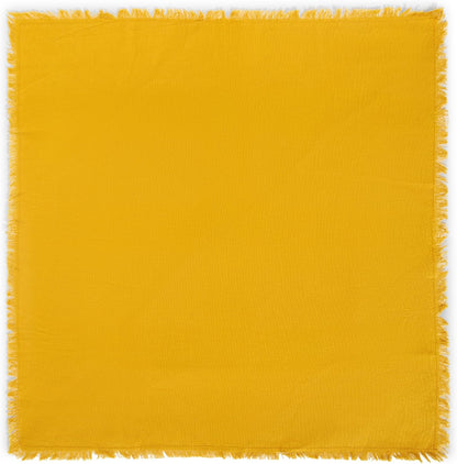 Cotton Napkins Set of 12, Beautiful Handmade Fringe Dinner Cloth Napkins, Washable and Reusable for Dining, Parties, Weddings, Holiday & Everyday Use - 18x18 Inch Mustard