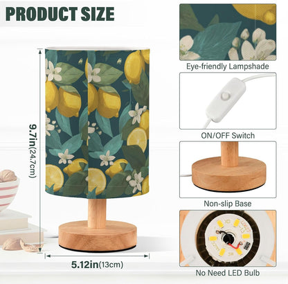 Bedside Table Lamp Lemon Yellow Citrus Fruits (96) Kids Nightstand Lamp Night Light Fabric Shade for Bedroom Living Room Home Office