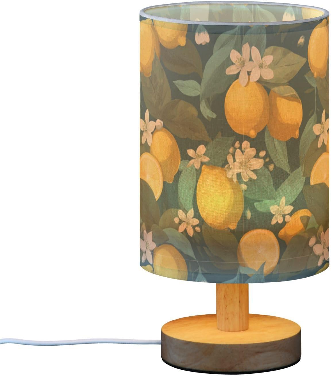 Bedside Table Lamp Lemon Yellow Citrus Fruits (96) Kids Nightstand Lamp Night Light Fabric Shade for Bedroom Living Room Home Office