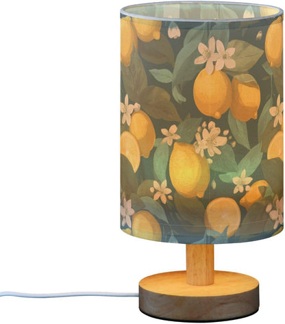 Bedside Table Lamp Lemon Yellow Citrus Fruits (96) Kids Nightstand Lamp Night Light Fabric Shade for Bedroom Living Room Home Office