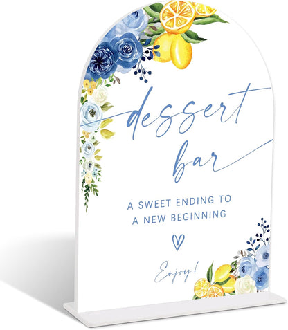 Blue Floral Lemon Dessert Bar Sign, Something Blue Wedding Signage for Reception, Arch Acrylic Sign, Bridal Shower Table Decor, Engagement Party Decorations, Wedding Must Haves for Reception, 29