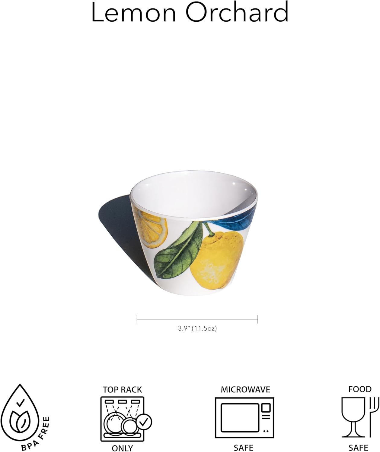 Lemon Orchard 16.9" x 13" Oval Melamine Serving Platter, Durable Indoor/Outdoor, Shatter-Resistant, Dishwasher Safe Serveware for Appetizers, Cheese, Snacks & Desserts, Yellow