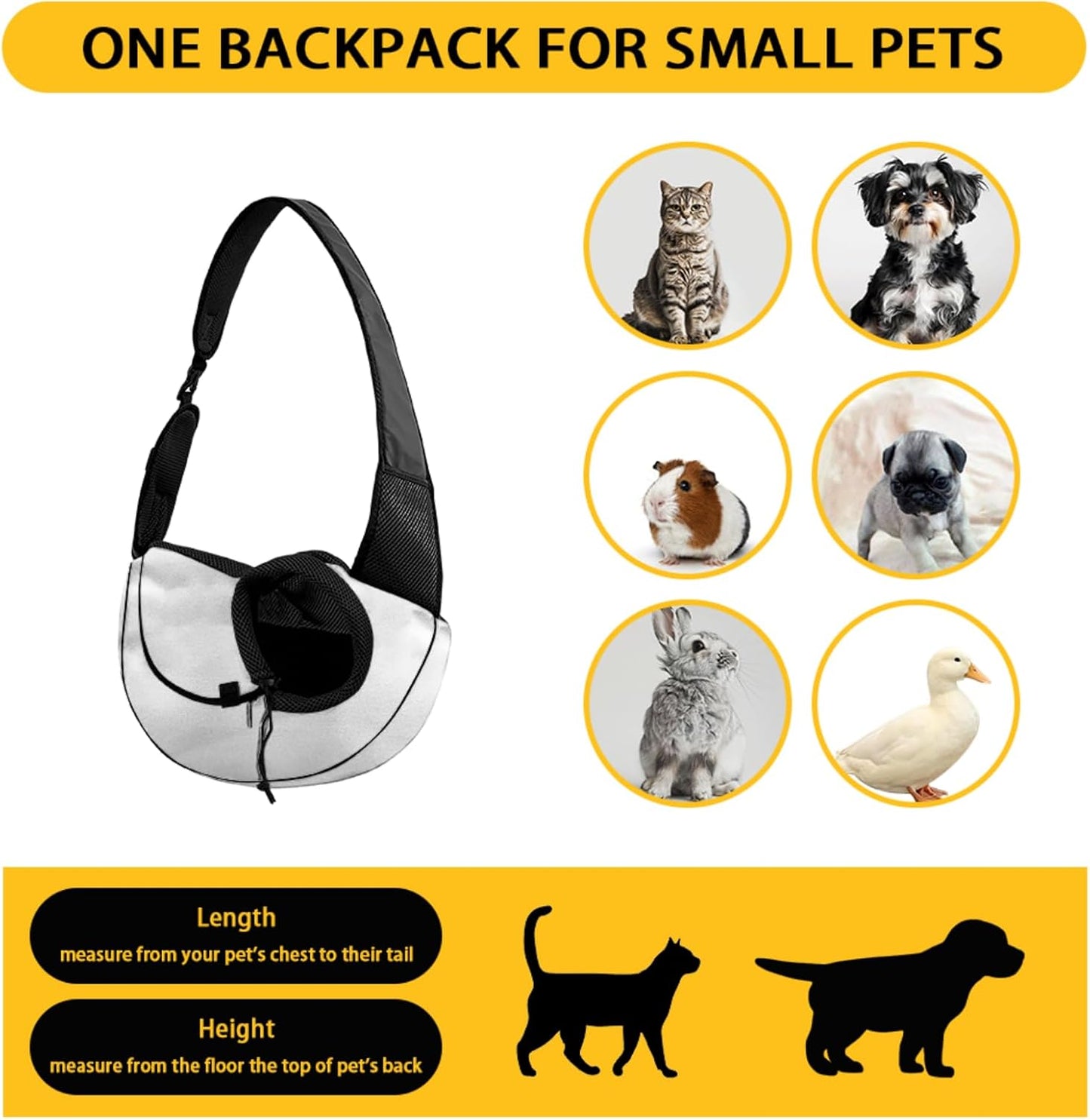 Yellow Halloween Cat Carrier Bag for Walking Breathable Mesh Dog Carrier Sling for Small Dogs Adjustable Strap Padded Shoulder Sling Travel Tote Bag