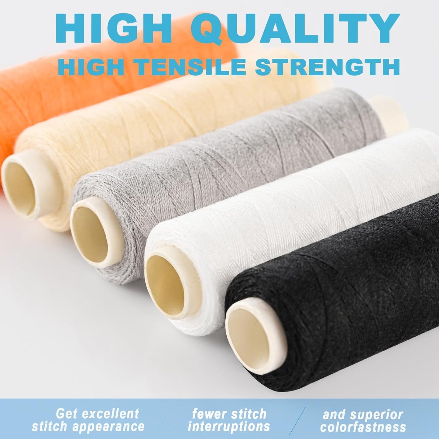 12 Color Sewing Thread Kit, All Purpose Thread Polyester, 400 Yards Each Spool with Sewing Needle & Threader, Needle and Polyester Threads Small kit Applicable to DIY and Home Hand Stitching.