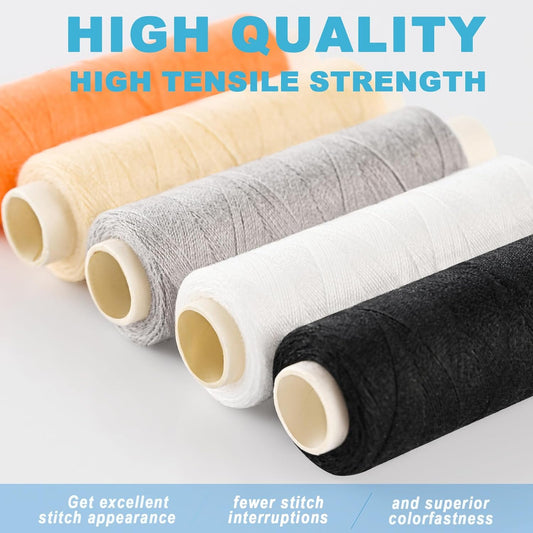 12 Color Sewing Thread Kit, All Purpose Thread Polyester, 400 Yards Each Spool with Sewing Needle & Threader, Needle and Polyester Threads Small kit Applicable to DIY and Home Hand Stitching.