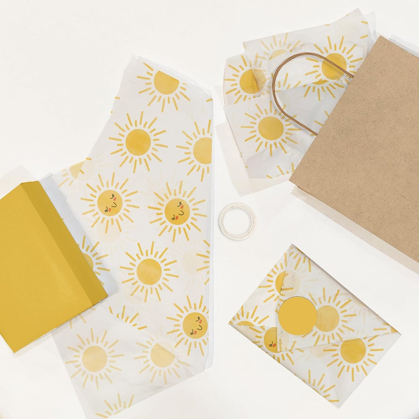 Suns Printed Tissue Paper for Gift Bags or Boxes and Wrapping - Summer Sunshine Bulk Decorative Art Tissue Paper for Packaging and Gifting | 24 Sheets 20" x 30"