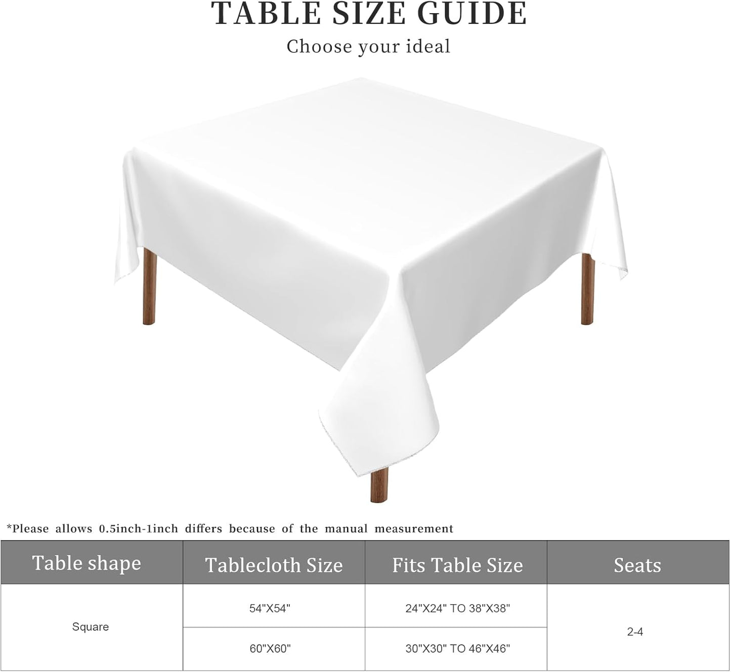 Square Tablecloth 54x54In Floral Table Cover 60x60In Washable Table Cover for Party Restaurant, Picnic, Indoor and Outdoor Dining, 60x60In, Lemon