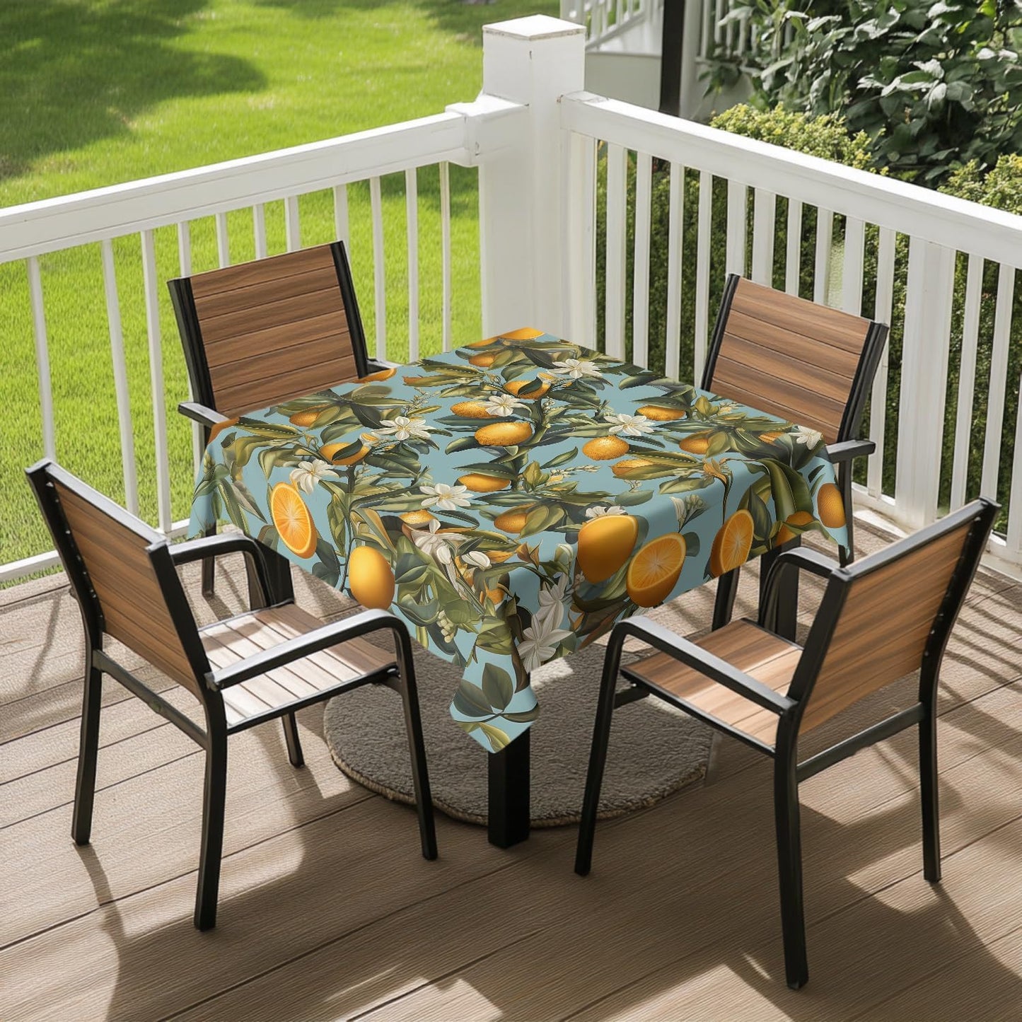 Square Tablecloth 54x54In Floral Table Cover 60x60In Washable Table Cover for Party Restaurant, Picnic, Indoor and Outdoor Dining, 60x60In, Lemon