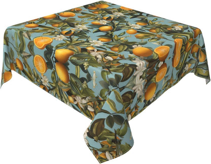 Square Tablecloth 54x54In Floral Table Cover 60x60In Washable Table Cover for Party Restaurant, Picnic, Indoor and Outdoor Dining, 60x60In, Lemon