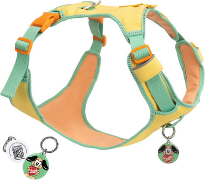 Escape-Proof No Pull Dog Harness for Small Dogs & Puppies, Lightweight Adjustable Vest with Front & Back Clip, Pocket & Reflective Soft Fabric for Safe Walking & Running with ID Tag, Yellow