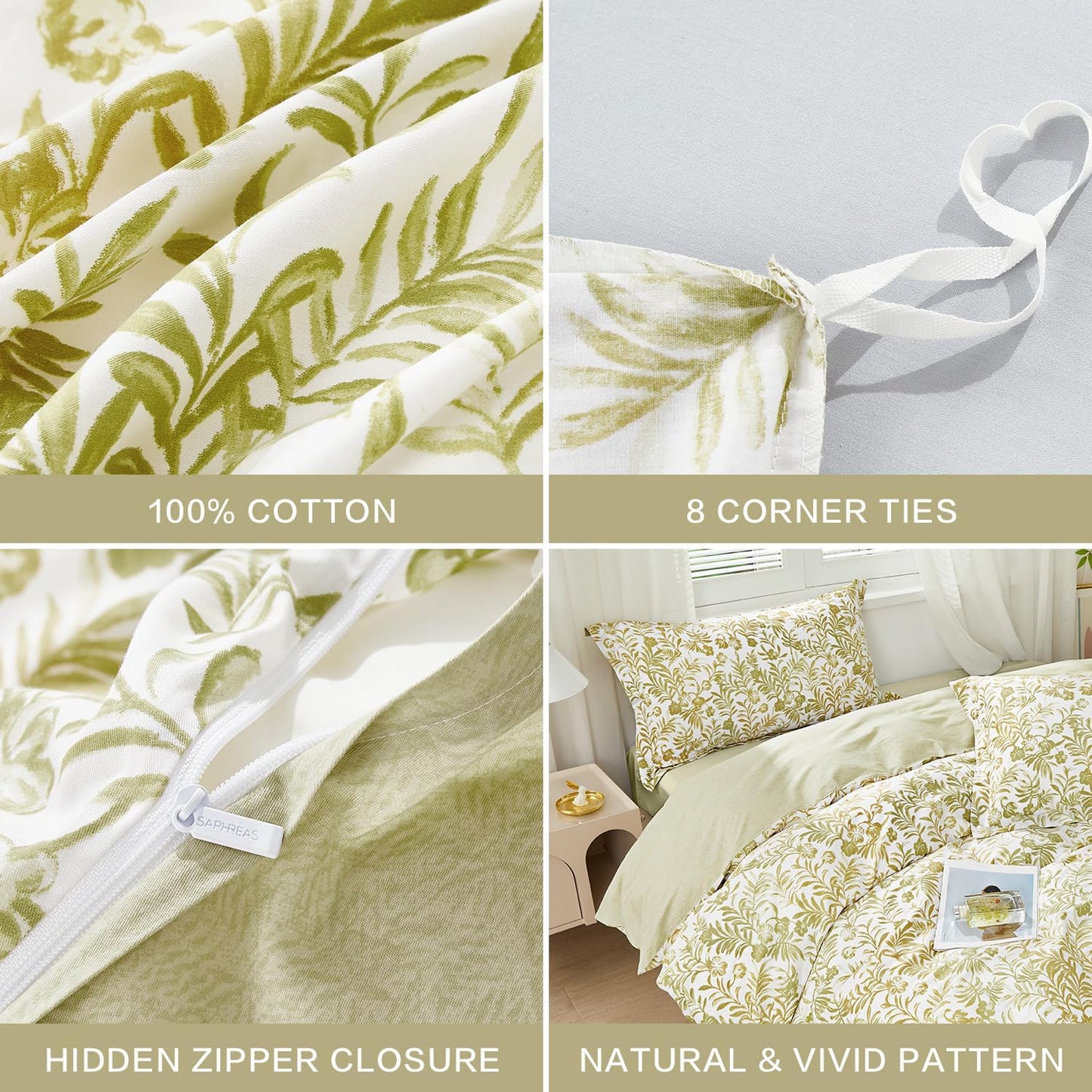 Full Size Yellow Leaves Pattern Duvet Cover Set 3pcs 100% Cotton Soft Leaf Bedding Comforter Cover Set 1 Duvet Cover 2 Pillow Shams, Comforter Not Included