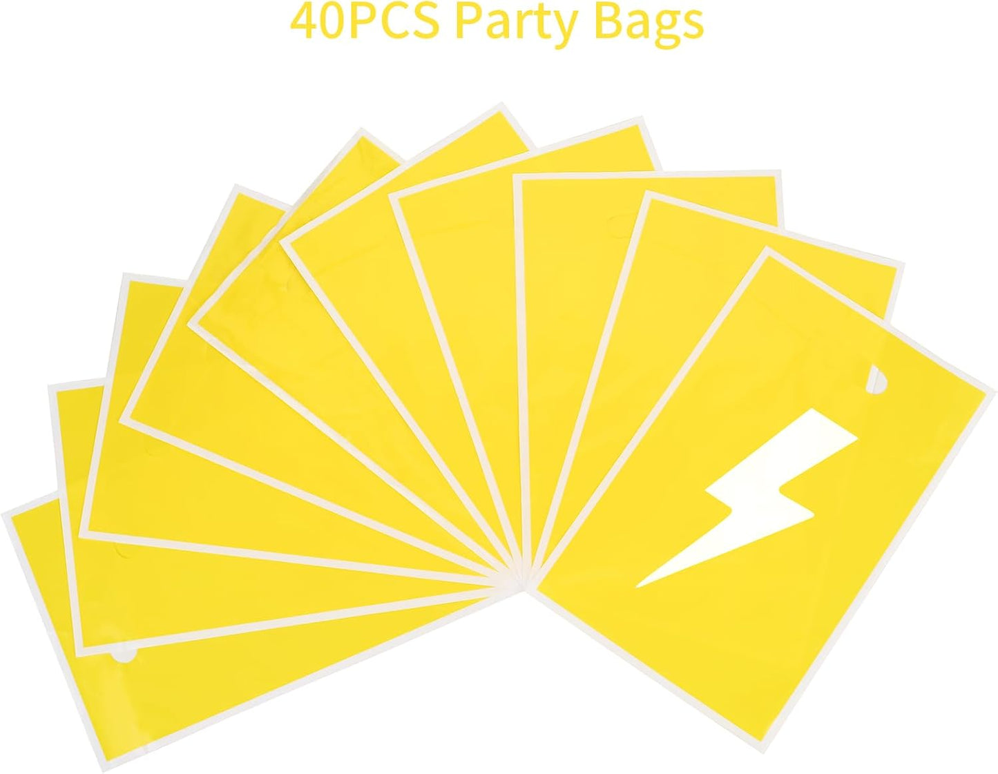 40PCS Yellow Lighting Bolt Party Favor Bags, Goodie Candy Treat Bags for Flash Weather Theme Birthday Party Decoration