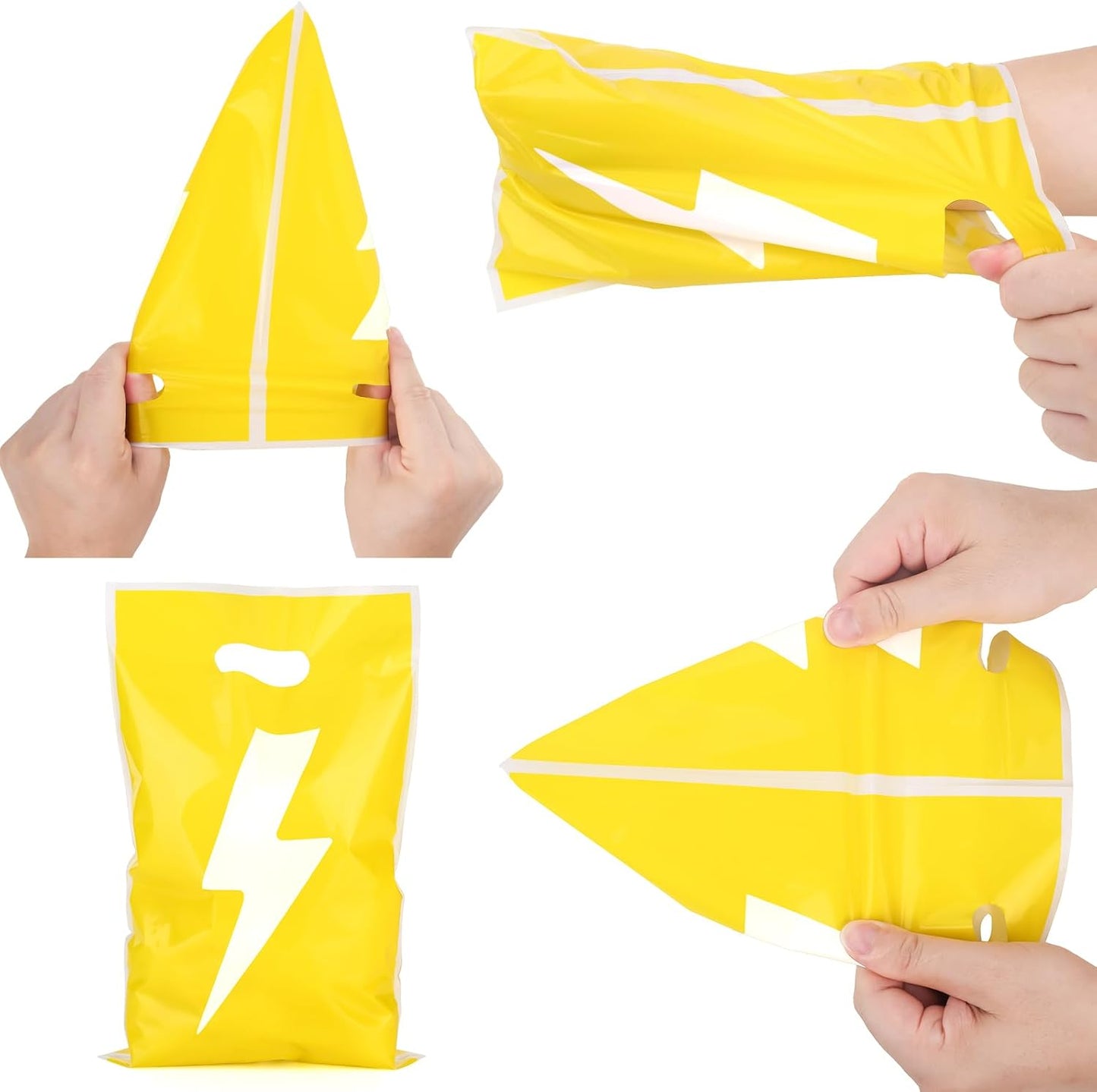 40PCS Yellow Lighting Bolt Party Favor Bags, Goodie Candy Treat Bags for Flash Weather Theme Birthday Party Decoration