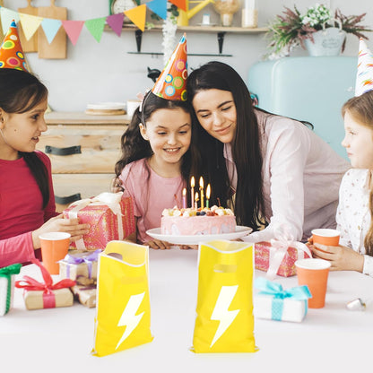 40PCS Yellow Lighting Bolt Party Favor Bags, Goodie Candy Treat Bags for Flash Weather Theme Birthday Party Decoration