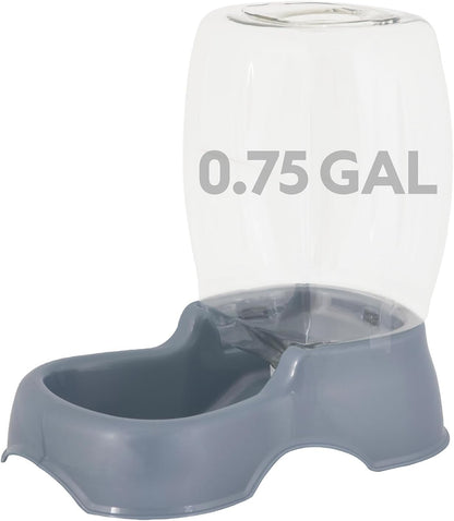 Pet Cafe Cat and Dog Gravity Water Dispenser - Water Bowl for Cats and Dogs, USA Made, 0.75 GAL, Pearl Gray