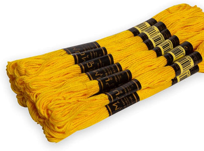 Pack of 12 Premium Embroidery Thread | 100% Egyptian Cotton Premium Skeins | Cross Stitch Embroidery Floss | Oeko TEX Certified Stranded Cotton | (Canary Yellow 298)