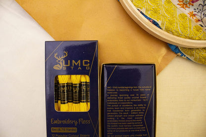 Pack of 12 Premium Embroidery Thread | 100% Egyptian Cotton Premium Skeins | Cross Stitch Embroidery Floss | Oeko TEX Certified Stranded Cotton | (Canary Yellow 298)
