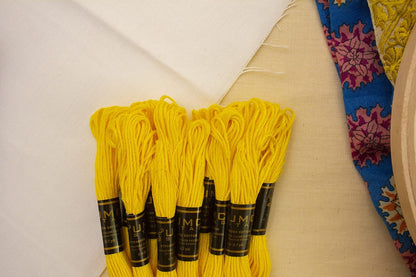 Pack of 12 Premium Embroidery Thread | 100% Egyptian Cotton Premium Skeins | Cross Stitch Embroidery Floss | Oeko TEX Certified Stranded Cotton | (Canary Yellow 298)