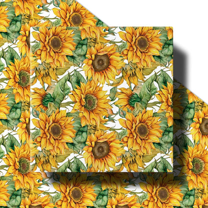 Sunflower Wrapping Paper Roll for Women Girls, Mini Roll, Bright Yellow Sunflower Floral Design with Green Leaves, Cheerful Gift Wrap for Birthday, Wedding, Mother's Day, 17 Inches x 16.4 Feet