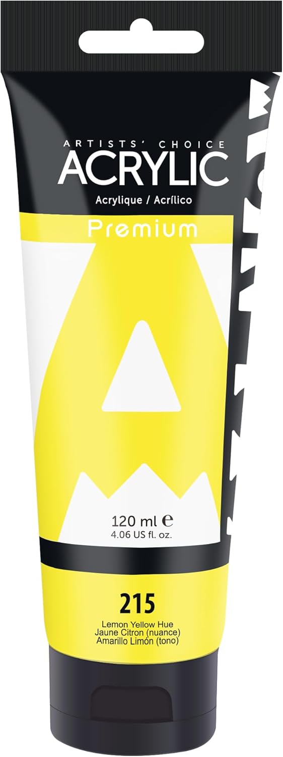 Lemon Yellow Hue Acrylic Paint, 4 Fl Oz / 120ml Single Tube, Rich Pigment Art Craft Paints for Canvas, Rocks, Wood, Ceramic, Fabric - Art Supplies for Beginners, Professionals, Artists