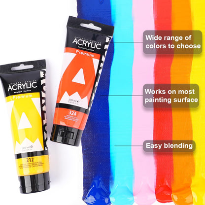Lemon Yellow Hue Acrylic Paint, 4 Fl Oz / 120ml Single Tube, Rich Pigment Art Craft Paints for Canvas, Rocks, Wood, Ceramic, Fabric - Art Supplies for Beginners, Professionals, Artists