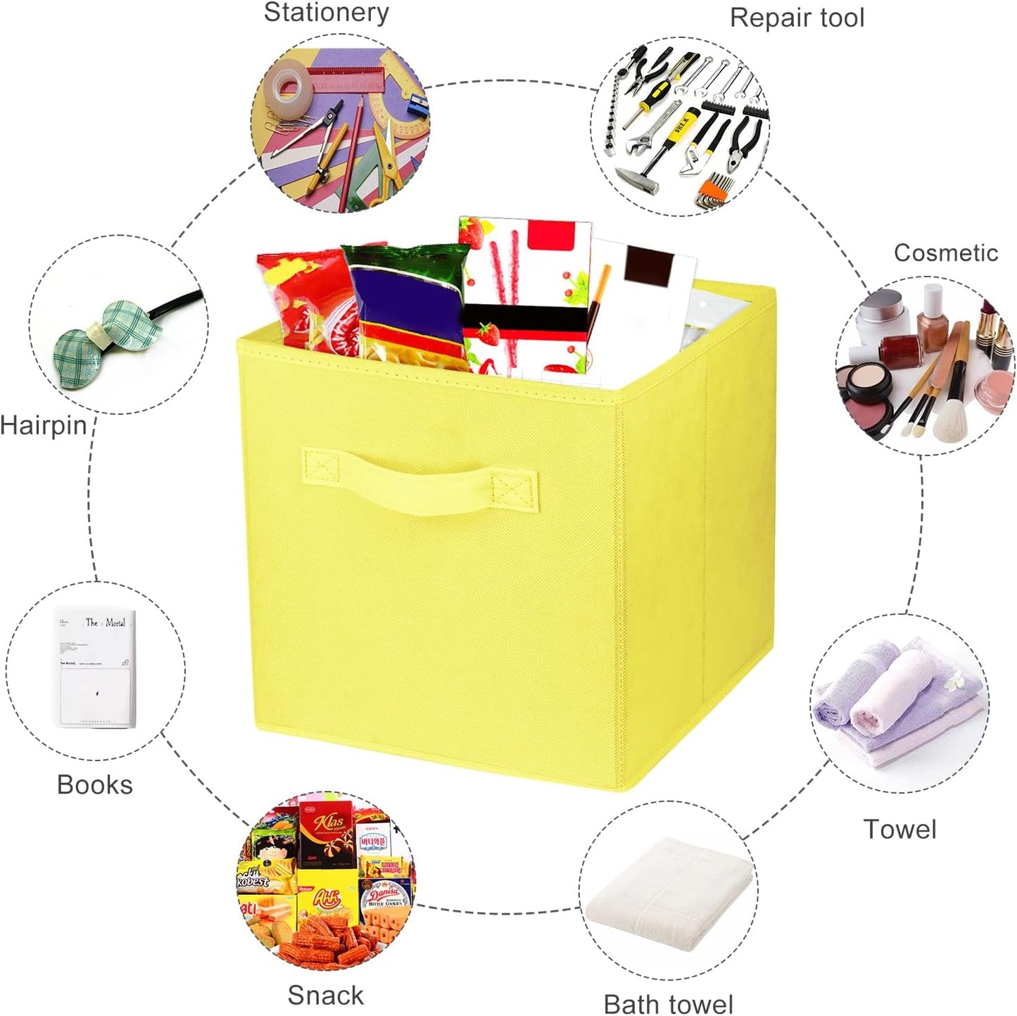2 Pcs Storage Cubes, 10.5 Inch Collapsible Storage Bins, Fabric Foldable Bins for Organization, Durable Storage Bins for Closet, Shelves, Offices (Yellow)