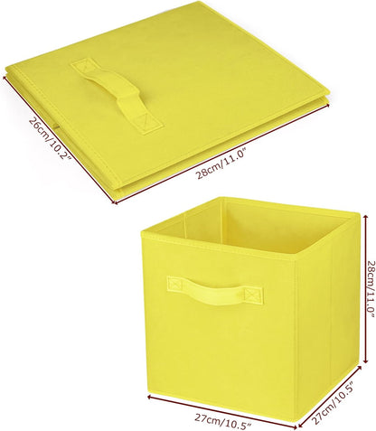 2 Pcs Storage Cubes, 10.5 Inch Collapsible Storage Bins, Fabric Foldable Bins for Organization, Durable Storage Bins for Closet, Shelves, Offices (Yellow)
