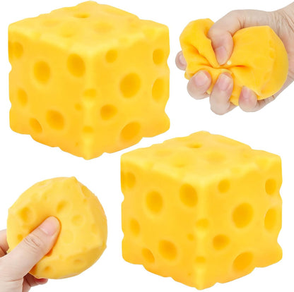 2pcs Cheese Squeeze Toy, 2.36 inch Yellow Cheese Squishy Toy Cube Squishy Stress Relief Cheese Block Slow Rebounding Sensory Focus Fidget Toys for Adults Kids Gifts Home Office School